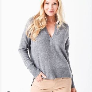 WHITE + WARREN Women's Recycled Cashmere Polo Sweater in size Medium